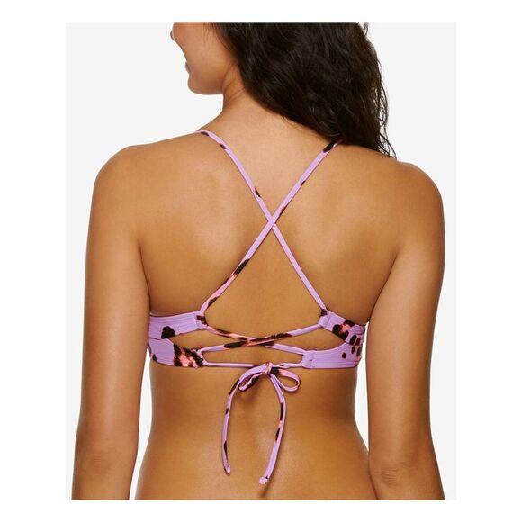 HULA HONEY Women's Purple Non- Tie Midkini True Spots Triangle Swimsuit Top XS - Picture 2 of 2